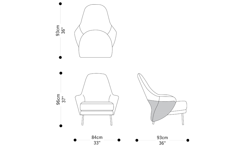 Image of the main dimensions of the product
